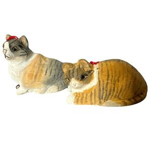 Vintage papier-mâché  Hand Painted‎ tabby cat orange Christmas ornament ORN122